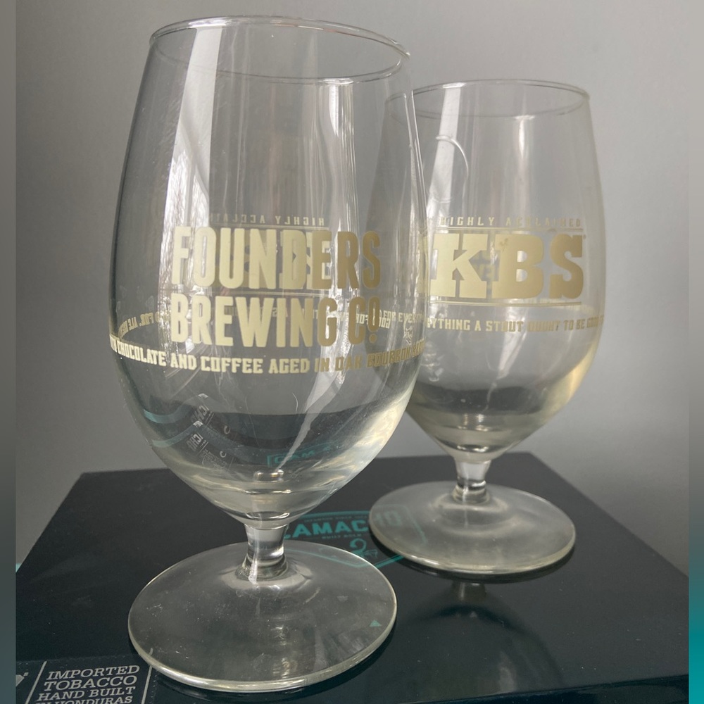 Founders Brewing Co KBS Kentucky Bourbon Stout snifter glasses pair - Picture 2 of 3